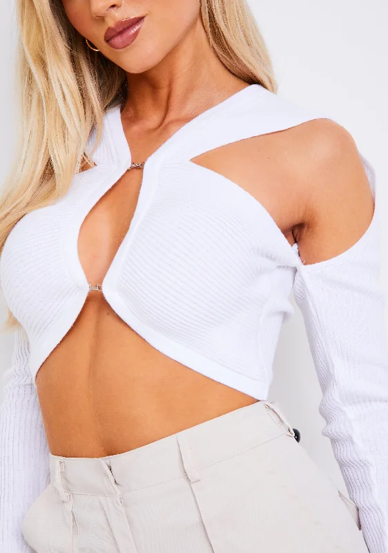 Cora White Cut Out Knit Top