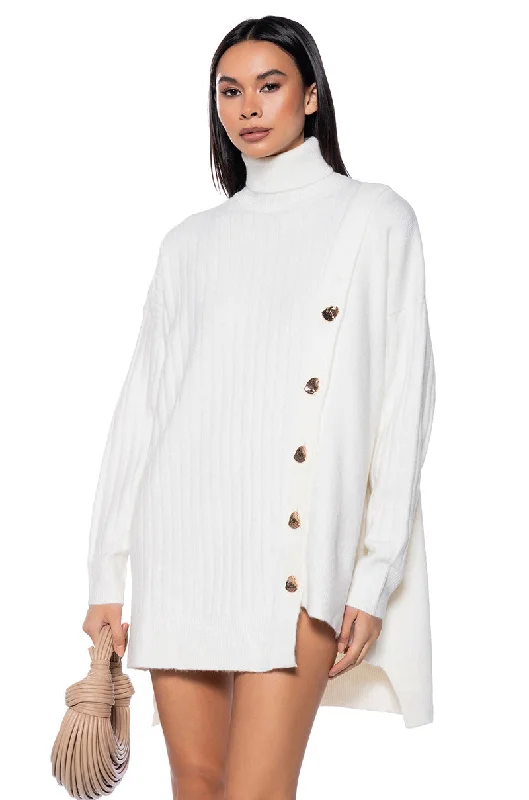 ELLIS OVERSIZED BUTTON DETAIL OPEN SIDE SWEATER