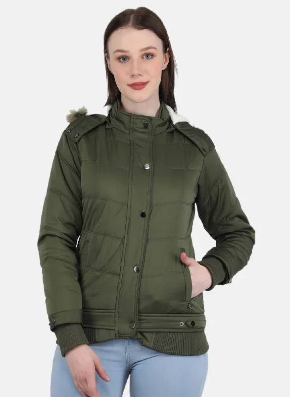 Women Green Solid Jacket