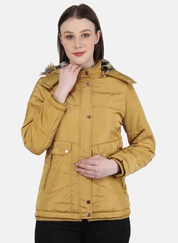 Women Mustard Solid Jacket