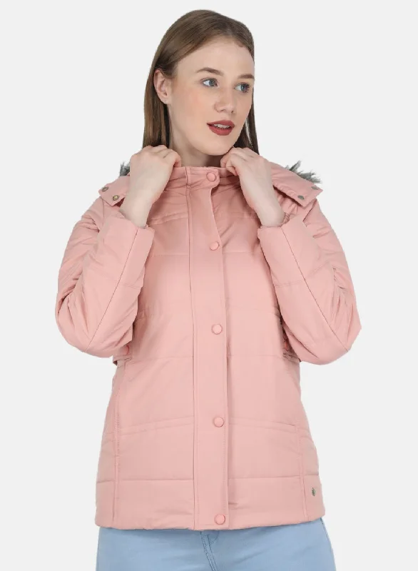 Women Peach Solid Jacket