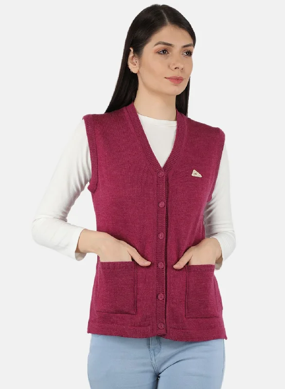 Women Pink Solid Cardigan