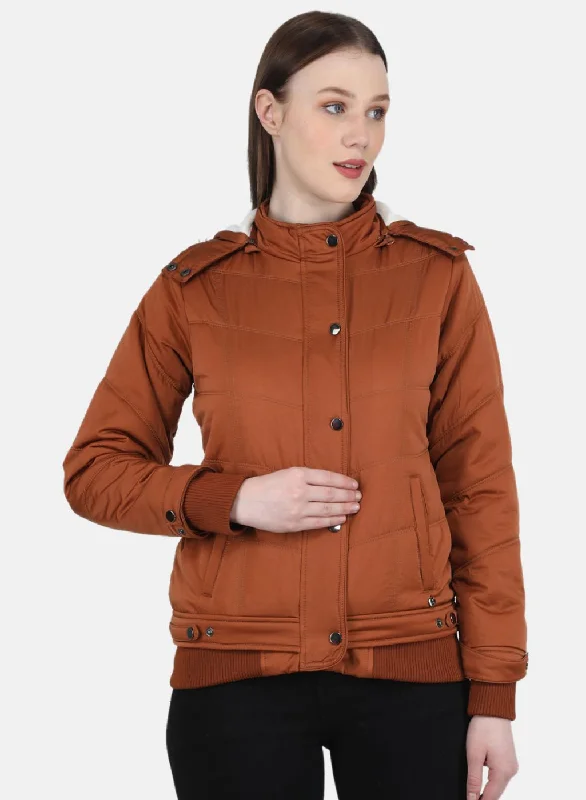 Women Rust Orange Solid Jacket