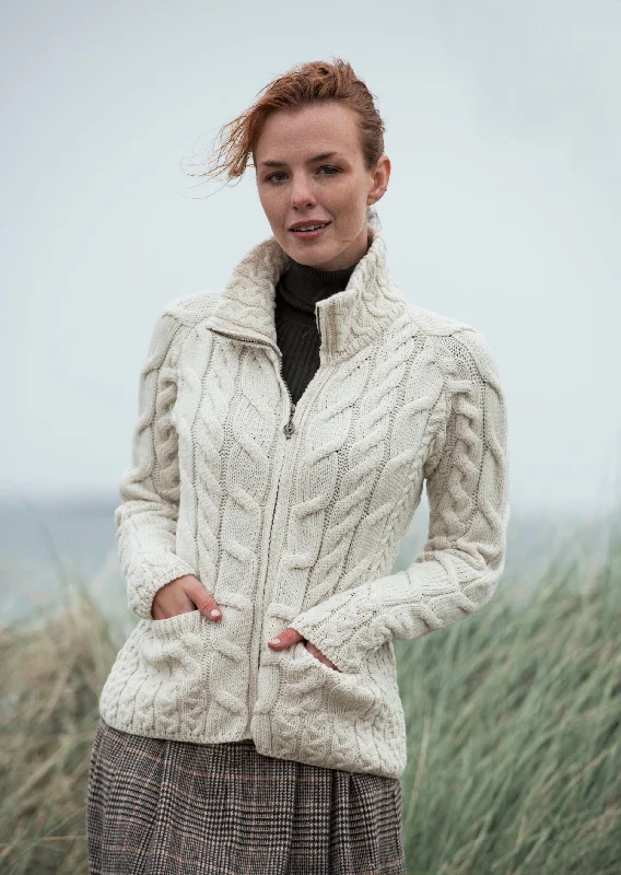 Aran Full Zip Cardigan | Natural