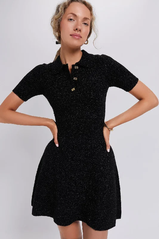 Black Sparkle Doubleface Mini Dress