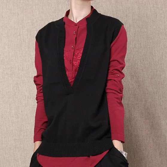 Black V-neck women sweater vest