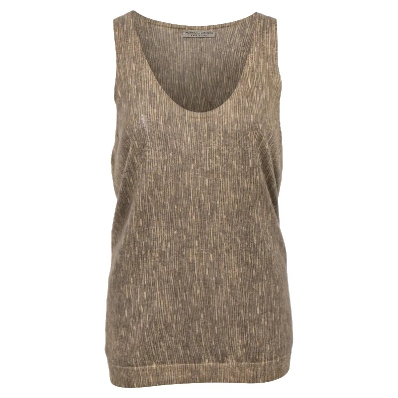 Bottega Veneta Stripe Print Vest in Brown Cashmere