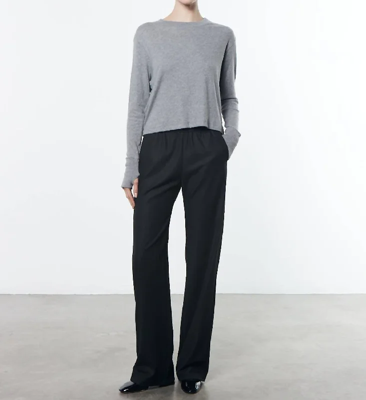 Cashmere Boxy L/s Crew In Smoke