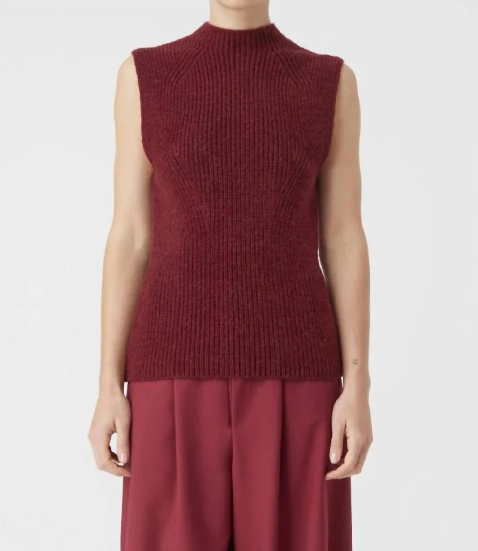 Knit Sweater Vest In Jam