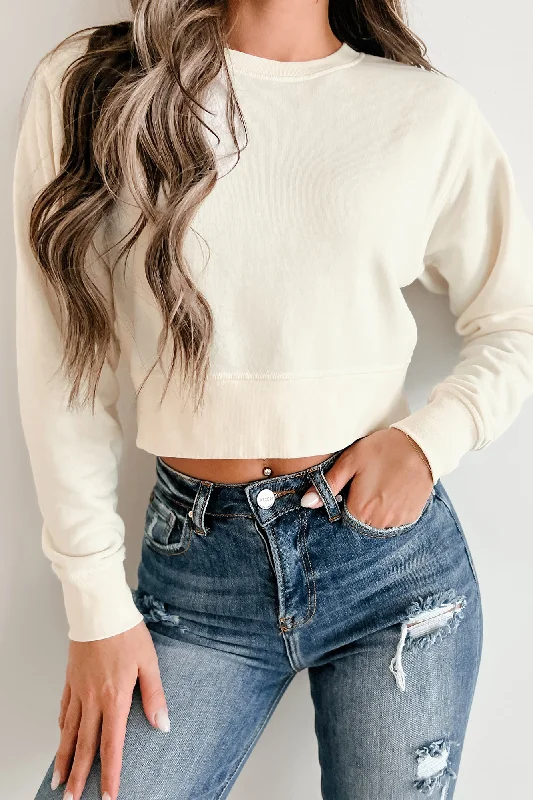 Long Sleeve Crop Top (Bone)