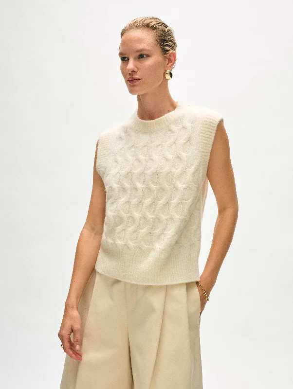 Merino Cashmere Boucle Cable Vest