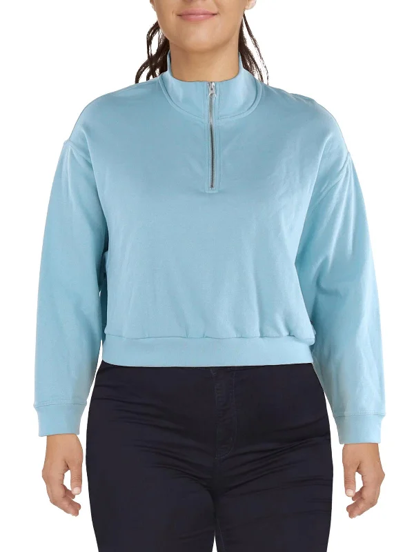 Plus Womens Fleece 1/4 Zip Pullover Sweater