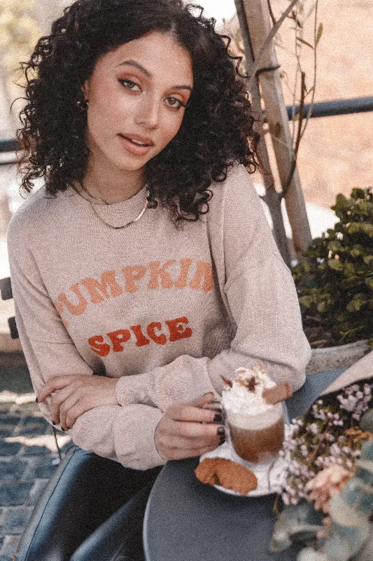 Pumpkin Spice Knit Sweater - Oatmeal