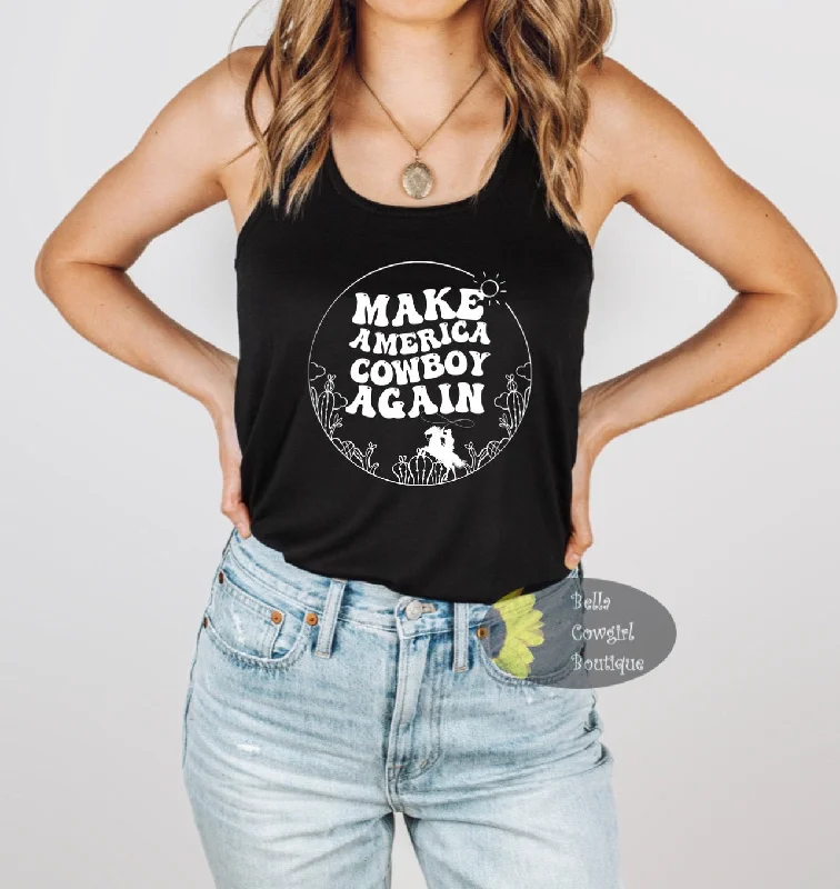 Retro Make America Cowboy Again Western Women's Tank Top