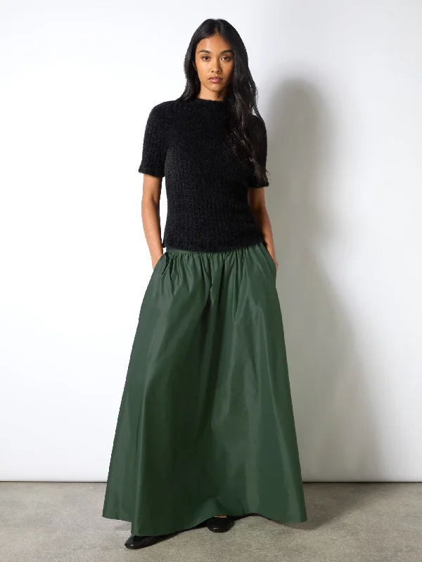 Petite Green Full Maxi Skirt