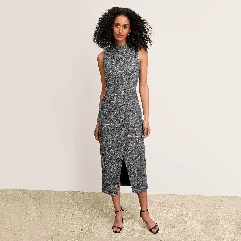 Valencia Dress - Crosshatch Suiting :: Black/White