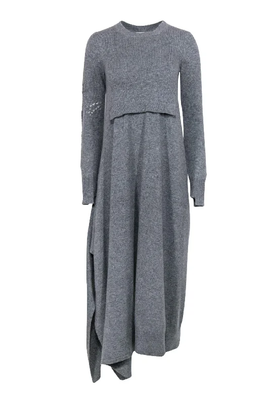 Ruffled Women Dress with Multiple Layers for a Playful and Girly Style Ruffled Women Dress with Multiple Layers for a Playful and Girly Style Barrie - Grey Cashmere Sweater Maxi Dress w/ Sleeve Design Sz XS