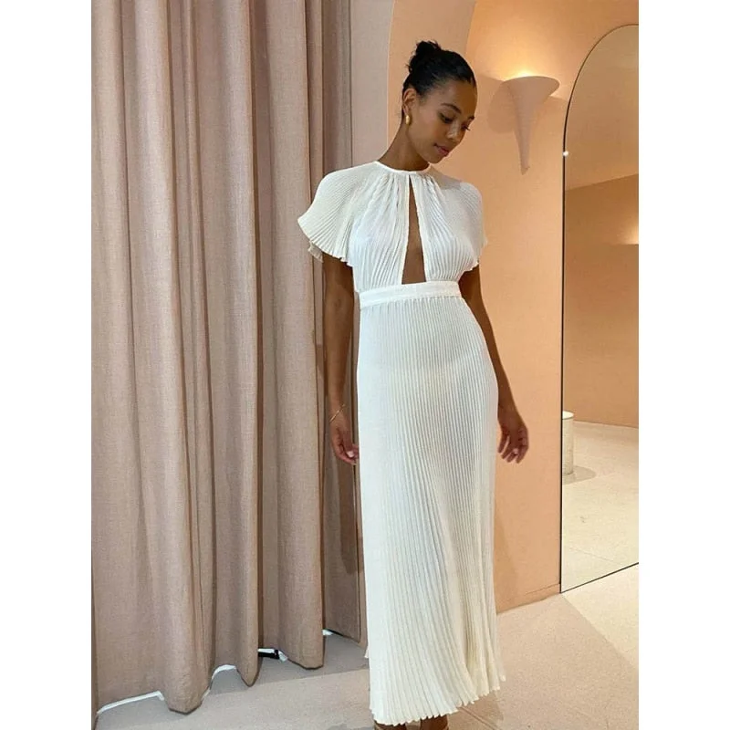Backless Women Dress for a Sexy and Alluring Look at Evening Events Backless Women Dress for a Sexy and Alluring Look at Evening Events Casual Hollow Out Pleated Dress For Women Fashion Flare Sleeve Backless A Line Dresses Spring summer O Neck Office Lady dress