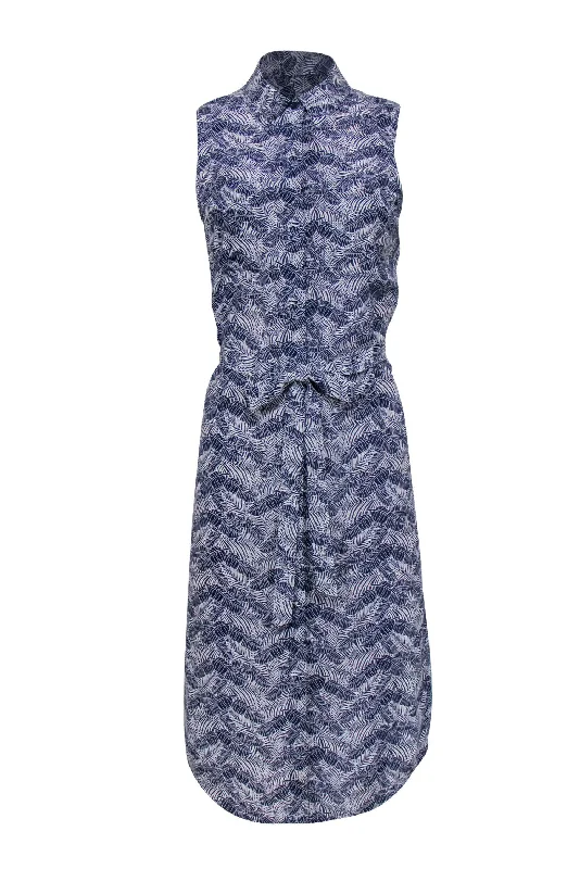 Shift Women Dress with a Simple and Classic Design for Everyday Wear Shift Women Dress with a Simple and Classic Design for Everyday Wear Equipment - Blue Leaf Printed Silk Midi Shirt Dress Sz S