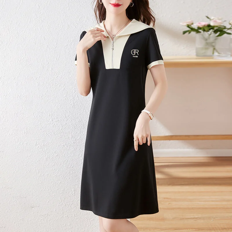 Ruffled Women Dress with Multiple Layers for a Playful and Girly Style Ruffled Women Dress with Multiple Layers for a Playful and Girly Style NiDELL Polo Collar Short-Sleeved Dress Women's Lapel Color Matching T-shirt Skirt . New Black Temperament Leisure Loose A- line Skirt