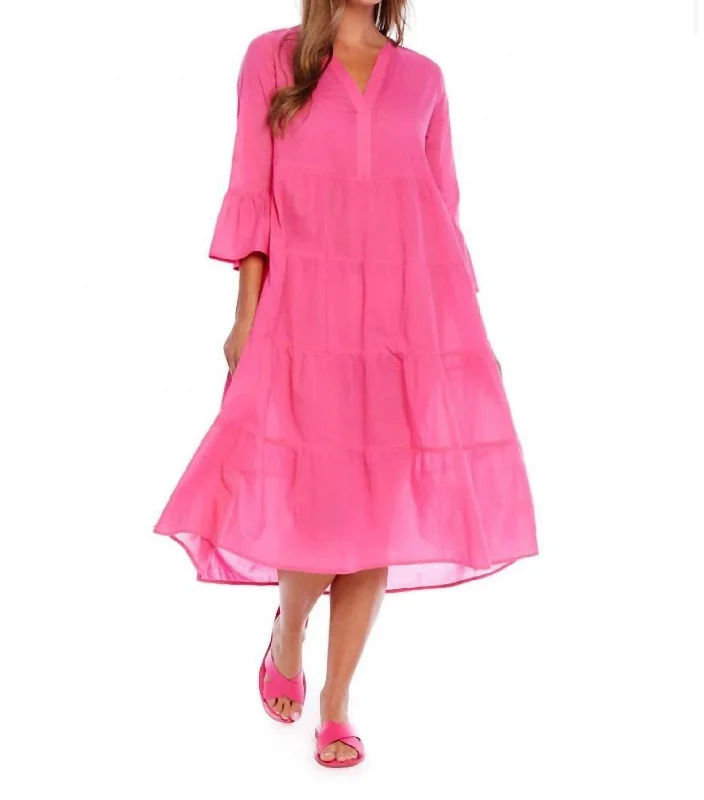 Plus Size Women Dress with a Flattering A - Line Cut for Comfort and Style Plus Size Women Dress with a Flattering A - Line Cut for Comfort and Style Portland Midi Dress in Pink