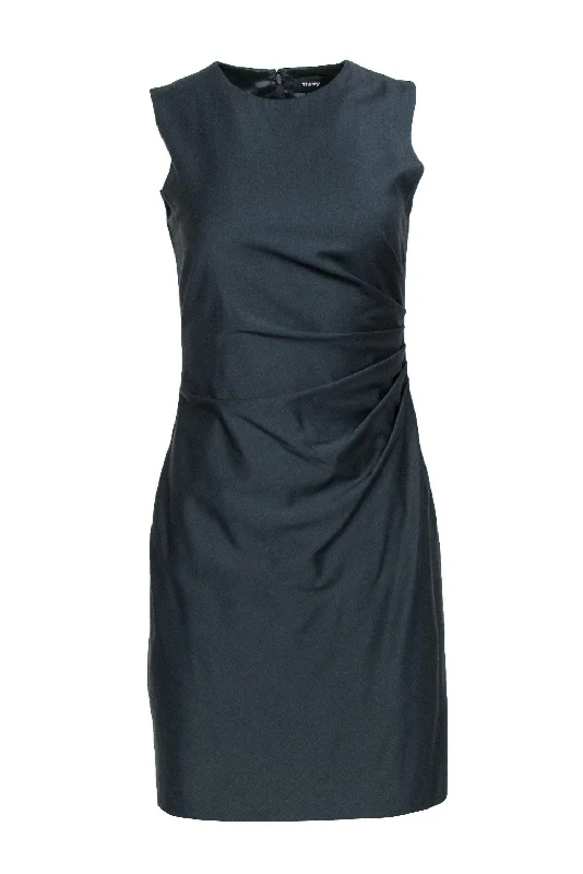 Wrap - Style Women Dress with Adjustable Fit for All Body Types Wrap - Style Women Dress with Adjustable Fit for All Body Types Theory - Slate Gray Ruched Side Sheath Dress Sz 4