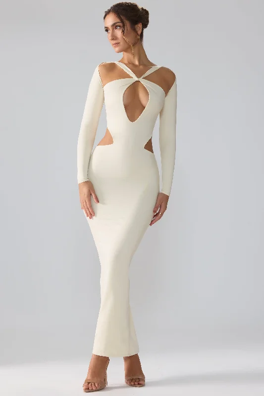 Ruffled Women Dress with Multiple Layers for a Playful and Girly Style Ruffled Women Dress with Multiple Layers for a Playful and Girly Style Premium Jersey Long Sleeve Cut Out Maxi Dress in Ivory