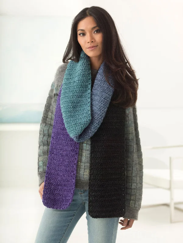 Scarf with a reversible design, two different colors or patternsColor Block Scarf (Crochet) - Version 5 Scarf with a reversible design, two different colors or patternsColor Block Scarf (Crochet) - Version 5