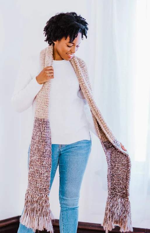 Long, extra - wide scarf for a dramatic and fashionable drapeCrochet Kit - Bobbi Fringe Scarf Long, extra - wide scarf for a dramatic and fashionable drapeCrochet Kit - Bobbi Fringe Scarf