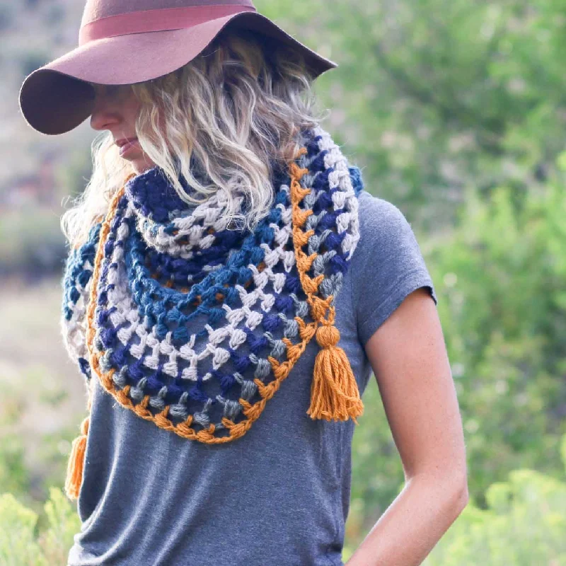 Knit scarf in chunky yarn for a cozy winter accessoryCrochet Kit - Revival Scarf