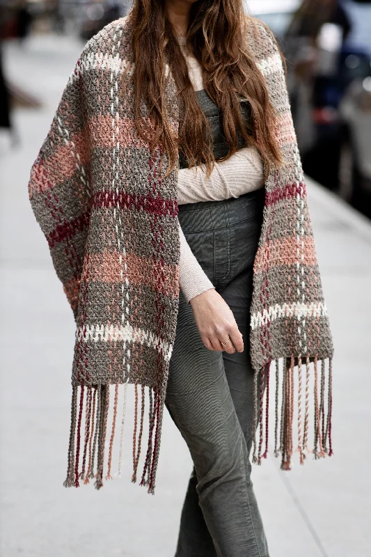 Scarf with a reversible design, two different colors or patternsCrochet Kit - Rosebridge Plaid Blanket Scarf Scarf with a reversible design, two different colors or patternsCrochet Kit - Rosebridge Plaid Blanket Scarf