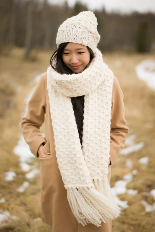 Embroidered scarf with detailed beadwork for an ethnic charmKnit Kit - Chunky Dotty Beanie and Scarf