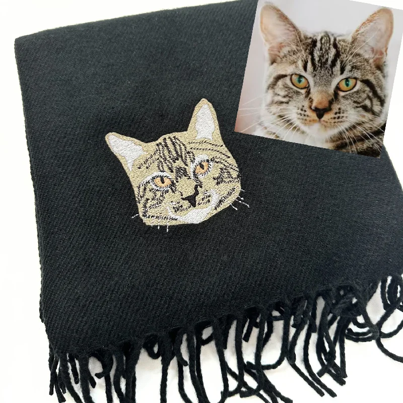 Printed silk scarf with a bold geometric design for fashion - forward individualsPet Portrait Scarf Printed silk scarf with a bold geometric design for fashion - forward individualsPet Portrait Scarf