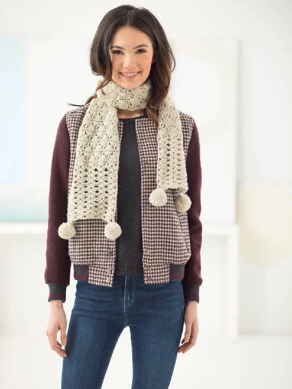 Printed silk scarf with a bold geometric design for fashion - forward individualsPom-Pom Scarf (Crochet) Printed silk scarf with a bold geometric design for fashion - forward individualsPom-Pom Scarf (Crochet)