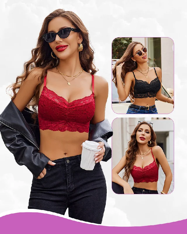 sexy lace push up bras for special occasions Bra with a quick - drying lining for convenience 2 Pack Lace Bralette Y2k Crop Top sexy lace push up bras for special occasions Bra with a quick - drying lining for convenience 2 Pack Lace Bralette Y2k Crop Top