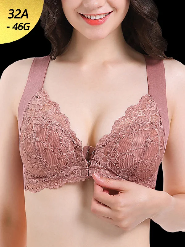 minimizer bras to reduce bust size Bra with a plus - size adjustable strap for added comfort​ Comfort Front Close Lacy Wireless Bra