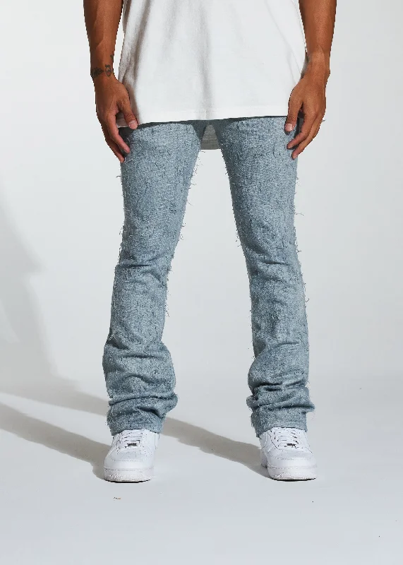 Men's Ripped Skinny Jeans in Acid Wash for an Edgy and Punk - Inspired StyleArctic Stacked Flare Denim (Blue) Men's Ripped Skinny Jeans in Acid Wash for an Edgy and Punk - Inspired StyleArctic Stacked Flare Denim (Blue)