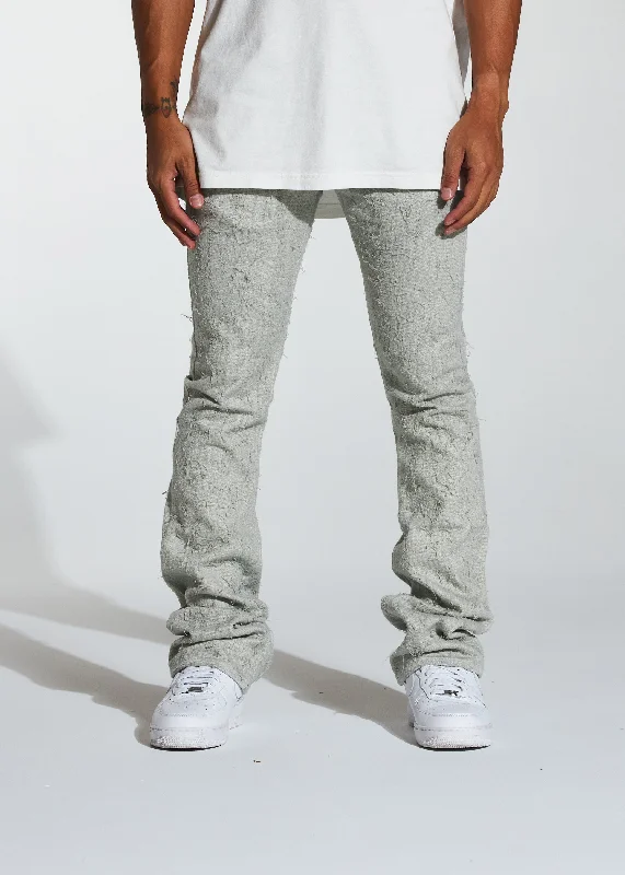 Men's Jeans with a Button - Fly for a Traditional and Classic AestheticArctic Stacked Flare Denim (Cream)