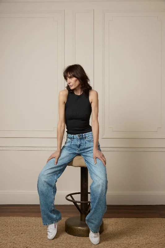 Men's Cargo Jeans with Multiple Pockets for a Practical and Outdoor - Friendly LookPrudence The Pleat Front Wide Leg | Dearest One [Light Wash]