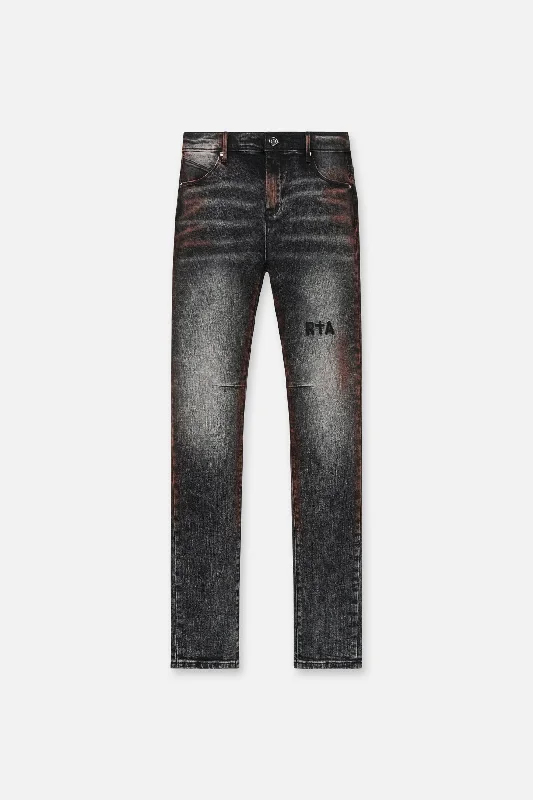 Men's Ripped Skinny Jeans in Acid Wash for an Edgy and Punk - Inspired StyleCLAYTON SKINNY JEAN | CHARCOAL ACID WASH RED Men's Ripped Skinny Jeans in Acid Wash for an Edgy and Punk - Inspired StyleCLAYTON SKINNY JEAN | CHARCOAL ACID WASH RED