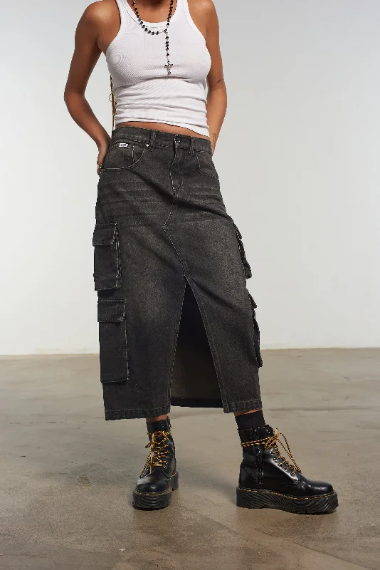 Men's Jeans with an Elastic Waistband for Ultimate ComfortCombat Midi Skirt Black