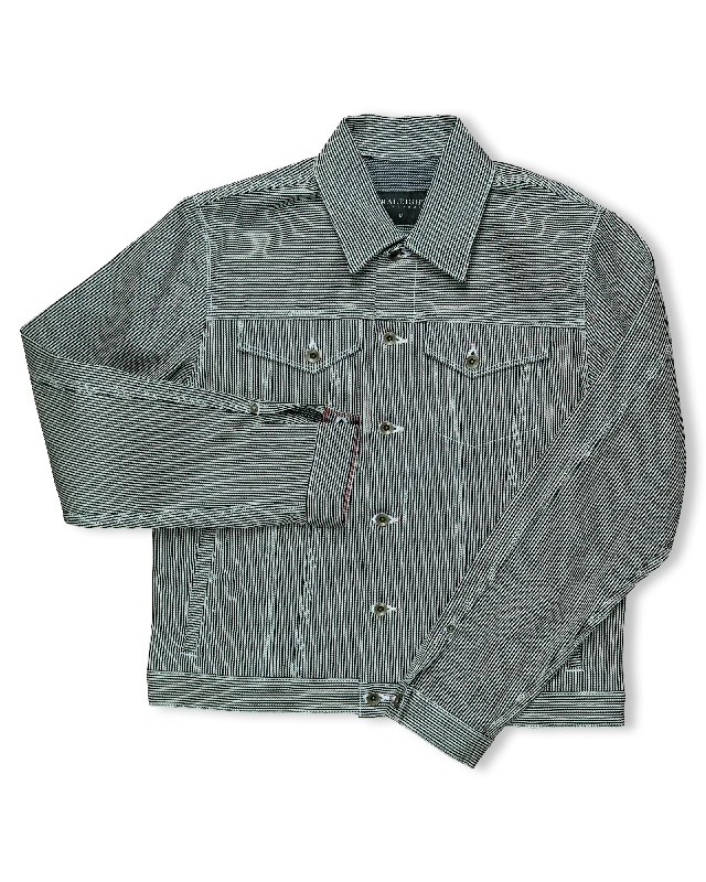 Plus Size Men's Relaxed Fit Jeans with a Faded Wash for a Vintage - Inspired LookDenim Jacket | Hickory Stripe