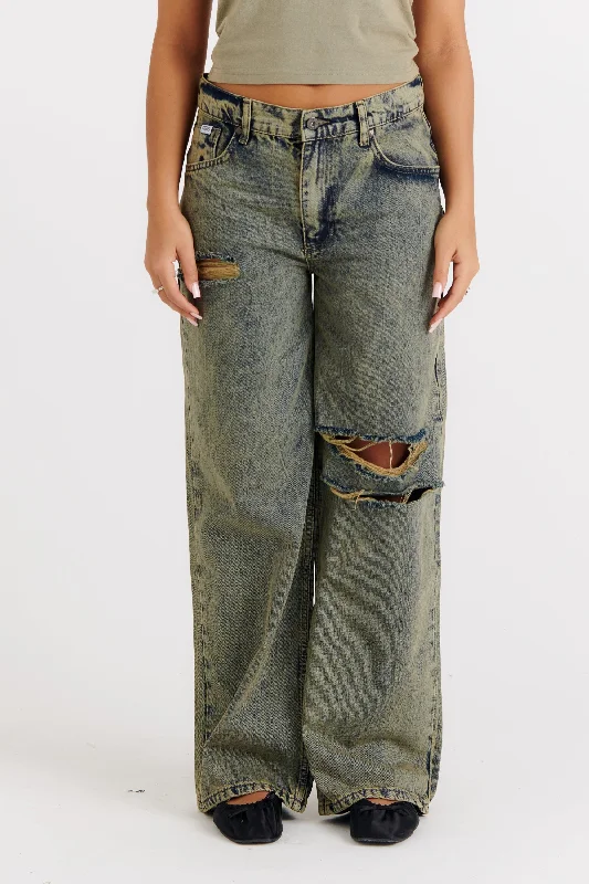 Men's Distressed Jeans with Patches for a Retro and DIY - Inspired AppearanceDrifter Distressed Skate Jean Men's Distressed Jeans with Patches for a Retro and DIY - Inspired AppearanceDrifter Distressed Skate Jean