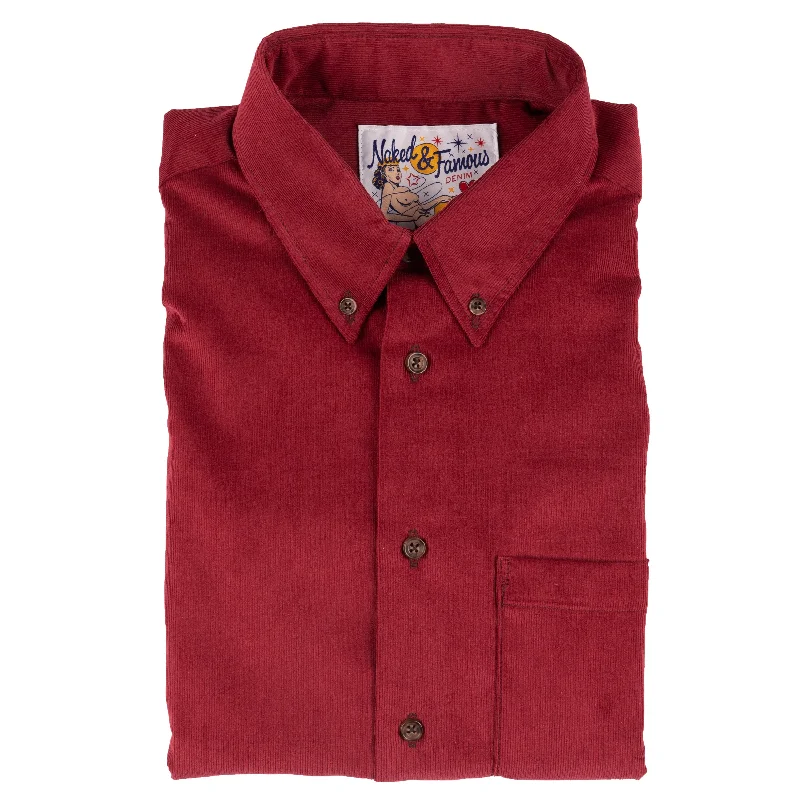 Men's Jeans with an Elastic Waistband for Ultimate ComfortEasy Shirt - Cotton Dyed Corduroy - Burgundy Men's Jeans with an Elastic Waistband for Ultimate ComfortEasy Shirt - Cotton Dyed Corduroy - Burgundy