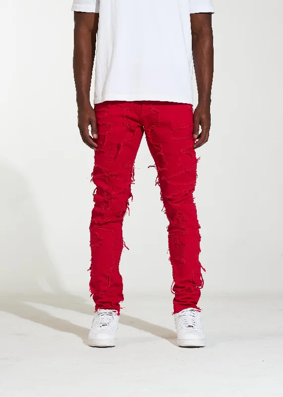 Men's Jeans with a Frayed Hem for a Casual and Effortless StyleEdison Denim (Red)