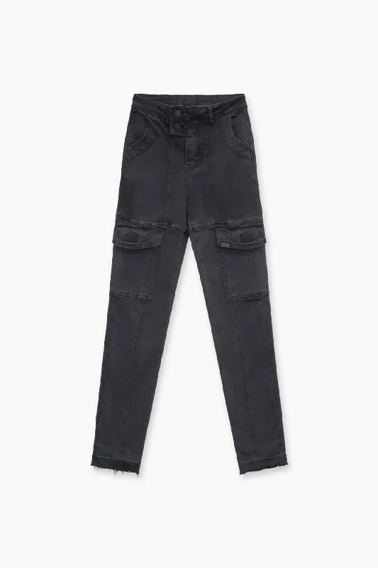 Men's Jeans with an Elastic Waistband for Ultimate ComfortEVA DENIM SLIM CARGO | CHARCOAL