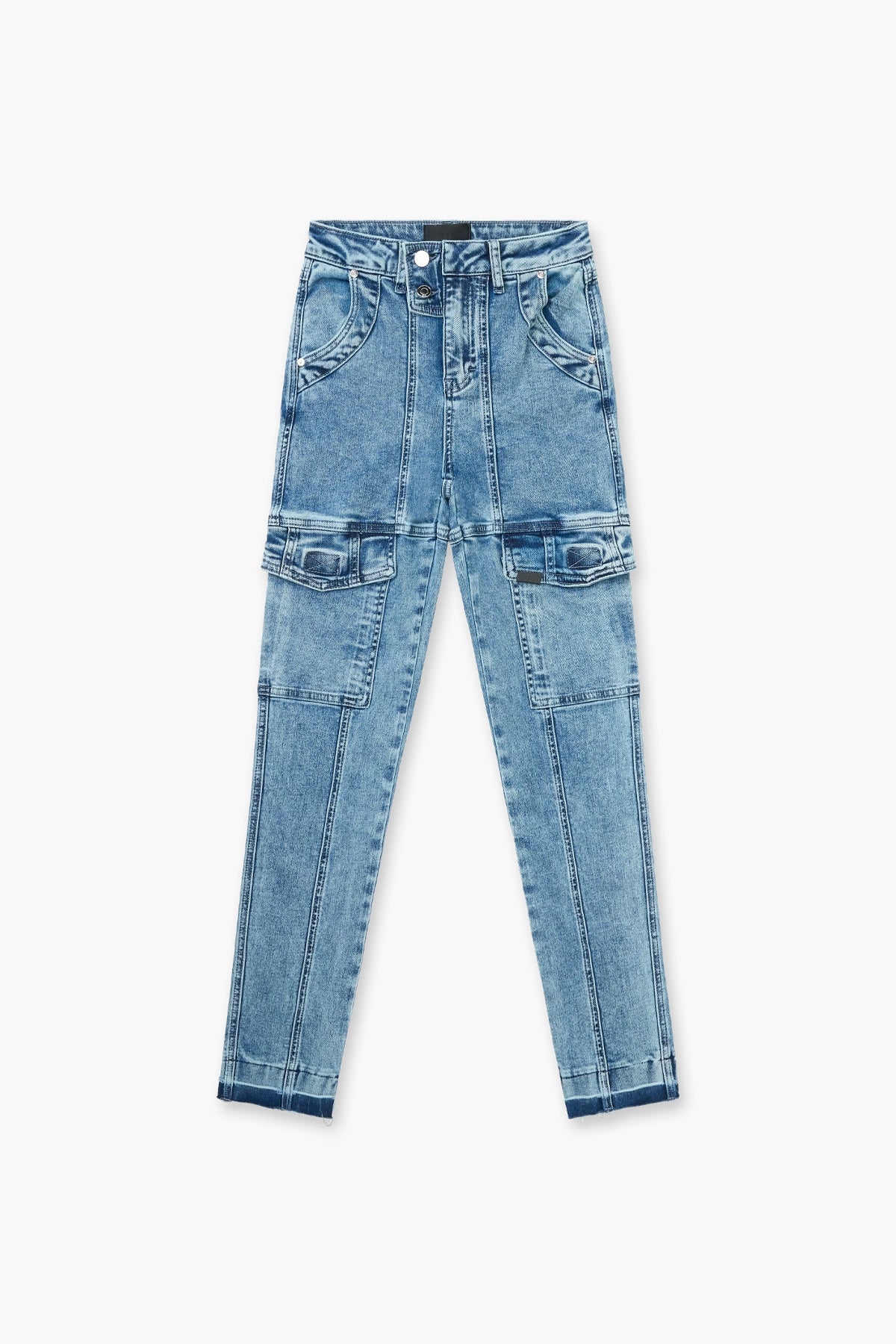 Plus Size Men's Relaxed Fit Jeans with a Tapered Leg for a Laid - Back VibeEVA DENIM SLIM CARGO | LIGHT BLUE WASH