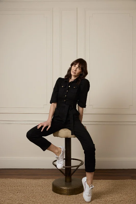 Men's Jeans with a Zip - Off Lower Leg for Convertible StyleDONNA IDA X SOPHIE STANBURY | Sophie The Nipped In Tailored Jumpsuit | Blackest [Black Denim]