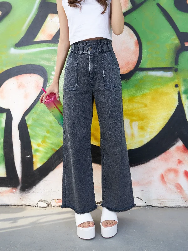 Men's High - Waisted Jeans in a Medium Wash for a Vintage - Style RevivalGirls Black Acid Wash Paper Bag Straight Jeans Men's High - Waisted Jeans in a Medium Wash for a Vintage - Style RevivalGirls Black Acid Wash Paper Bag Straight Jeans
