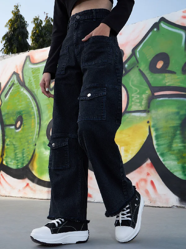 Men's Jeans with an Elastic Waistband for Ultimate ComfortGirls Black Acid Wash Raw Hem Straight Jeans Men's Jeans with an Elastic Waistband for Ultimate ComfortGirls Black Acid Wash Raw Hem Straight Jeans